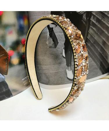 Fodattm Women Sparkle Rhinestone Crystal Wide-brimmed Headband Hairband High-grade Headwear Hair Hoop (Champagne) - Buy Online on GoSupps.com