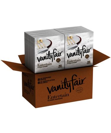Vanity Fair Entertain Paper Napkins, 320 3-Ply Disposable Napkins, Dinner Size (8 packs of 40 Napkins) 320 Count