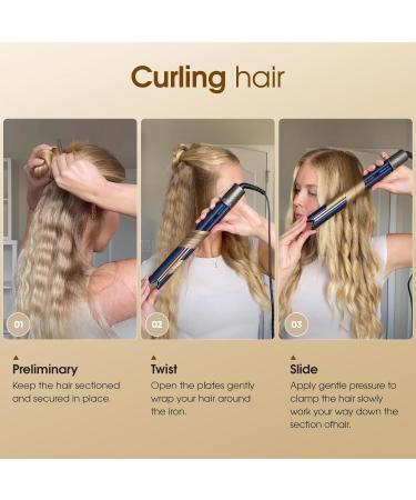 FURIDEN 2 in 1 Hair Straightener & Curler - Flat Iron for Thick & Curly Hair | Long-Lasting Defined Curls (Dark Midnight Blue) | International Shipping Available - Buy Online on GoSupps.com