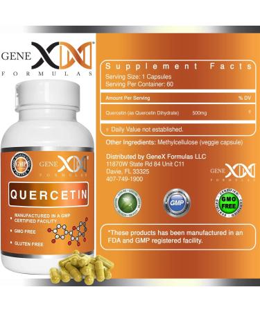 GENEX Quercetin 500mg Supplement 60 Capsules | Anti-Inflammatory & Antioxidant for Immune Support, Cardiovascular Health, Healthy Aging | Non-GMO Flavonoid Supplement - 2 Month Supply - Buy Online on GoSupps.com