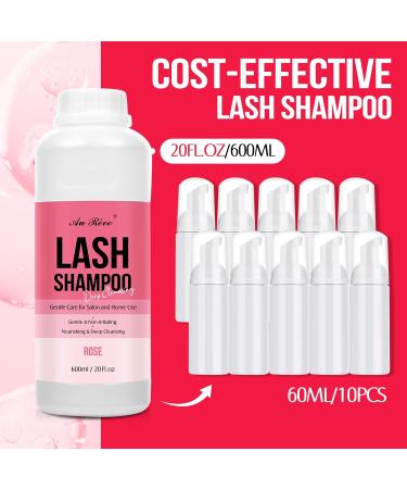 Lash Shampoo Bulk 600ml - Oil Free Eyelash Extension Cleanser | Gentle Foaming Formula for Salon & Home Care | Buy Rose Scented Shampoo Online - Buy Online on GoSupps.com