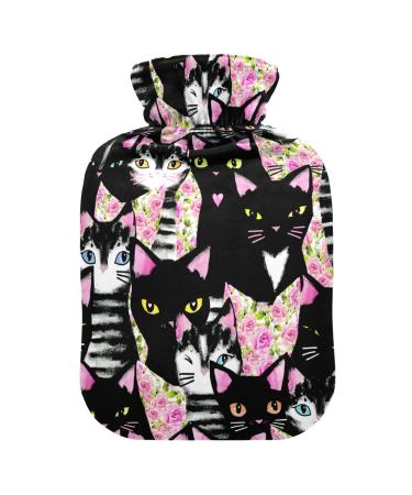 Cute Cat Hot Water Bottle with Cover Hot Water Bottles for Pain Relief Hot Water Bag for Arthritis 2L