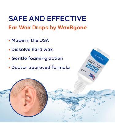 WaxBgone Earwax Removal Kit - Safe & Effective Ear Cleaning for Adults & Kids - Includes Drops, 2-oz Bulb Syringe - Gentle Foaming Action - 0.5 Oz - Buy Online on GoSupps.com