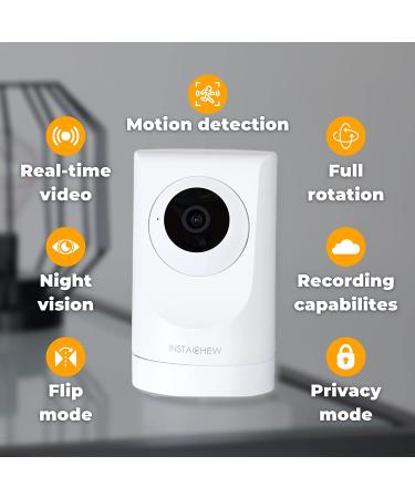 INSTACHEW Puresight 360 Rotation 1080p HD Pet Camera - Phone App, Night Vision, Baby/Pet Monitoring, Home Security, 2 Way Audio - Cloud Storage - White - Buy Online on GoSupps.com
