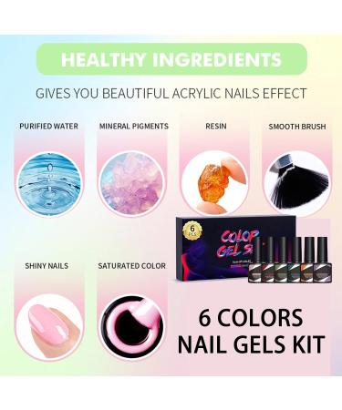 Gel Nail Polish Set 6 Colors Spring Summer Nail Polishes Set Candy Macaroon Pink Blue Purple Yellow Soak Off UV LED Lamp Nail Gel Polish Nail Art Manicure Kit Mother's Day Gifts for Women (8.5ML/PC) Set-15 - Buy Online on GoSupps.com