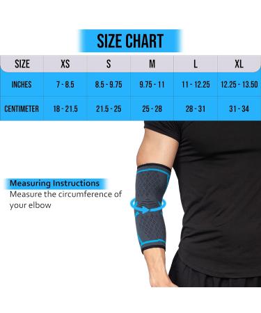 360 Relief Compression Elbow Brace Sleeve for Men and Women - Medium Blue | Pain Relief for Tendonitis, Tennis, Golf, Workout, Weightlifting - Includes Mesh Laundry Bag - Buy Online on GoSupps.com