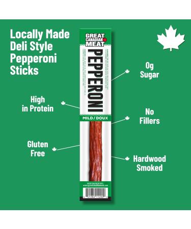 Mild Pepperoni Sticks Box 18 x 22g Caddy by Great Canadian Meat Meat Snacks Meat Sticks For Carnivores. Perfect For Snacking Gluten Free High In Protein - Buy Online on GoSupps.com