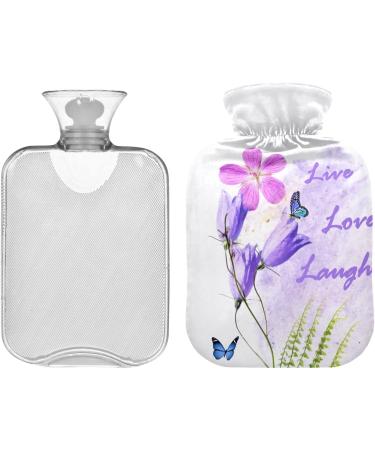 Naanle Hot Water Bottle with Butterfly Lavender Cover | 1L Heat & Cold Therapy for Back Pain Relief Hand & Foot Warmer - Buy Online on GoSupps.com
