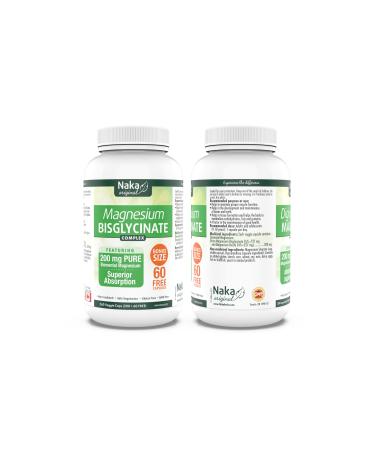 Naka Magnesium Bisglycinate 200 mg - 260 Veggie Caps 260 count (Pack of 1)