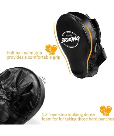 Valleycomfy Boxing Curved Focus Punching Mitts - Leatherette Training Hand Pads Black - Buy Online on GoSupps.com