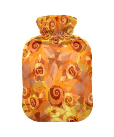 Sunflower Swirls Background Hot Water Bottle with Soft Fleece Cover 2 Liter Large Hot Water Bag for Hot and Cold Compresses