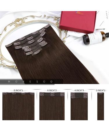Moresoo 24 inch Dark Brown Clip in Human Hair Extensions - Thick 7 Pieces/120g #4 - 60 cm Length - Buy Online on GoSupps.com