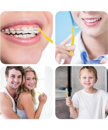 Prasacco 25-Piece Interdental Brushes | L-Shaped 0.6 mm Portable Oral Care Brushes | Non-Slip Handle for Effective Tooth Cleaning (Yellow) - Buy Online on GoSupps.com