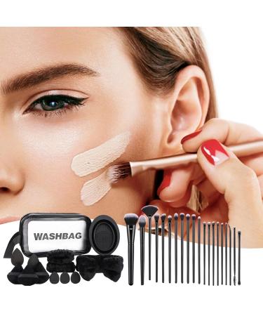 Face Makeup Tool Set - 33-Piece Makeup Brushes Kit with Organizer Bag Hair Tie & Powder Puff - Multi-Functional Soft Brushes for Beginners Black - Buy Online on GoSupps.com