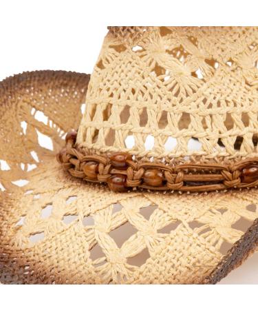 TOVOSO Shape-It Brim Western Cowboy Hat in Brown with Beads - Unisex Straw Cowboy Hat - Buy Online on GoSupps.com