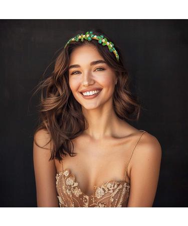 Rhinestone Headband Green Sparkling Crystal Headwear Party Prom Hair Accessory for Women and Girls - Buy Online on GoSupps.com