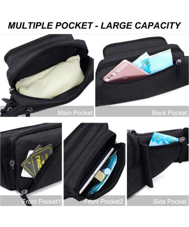 Afreter Waterproof Fanny Pack with Bottle Holder | Adjustable Strap for Outdoor Activities | Black Waist Bag for Men and Women - Buy Online on GoSupps.com