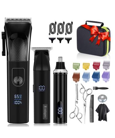 Roziapro Hair Clippers for Men Precise Close Cutting Beard Trimmer Rechargeable Barber Clippers Electric Nose Hair Trimmer Professional Hair Clippers Kit (Black)