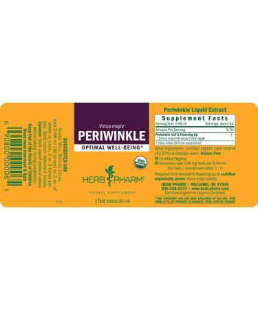 Herb Pharm Periwinkle Liquid Extract 1oz - Pure Vinca Minor Supplement - Buy Online on GoSupps.com