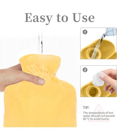 2L Hot Water Bottle with Soft Cover - Rubber 2000ml Bed Warmer & Gift for Pain Relief - Yellow - Buy Online on GoSupps.com