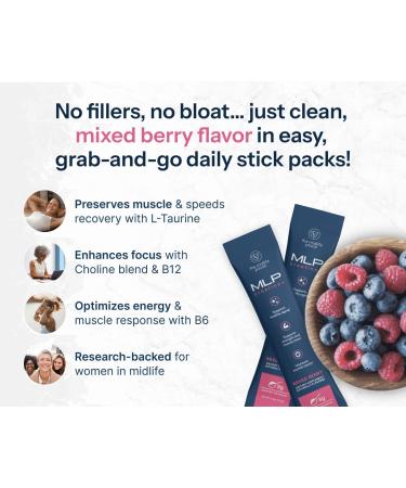 The Midlife PAUSE MLP Creatine + Creapure Creatine Powder Mixed Berry 30 Servings Stick Packs 5g per Serving Alpha GPC + B Vitamins Supports Strength Lean Muscle & Recovery for Women - Buy Online on GoSupps.com