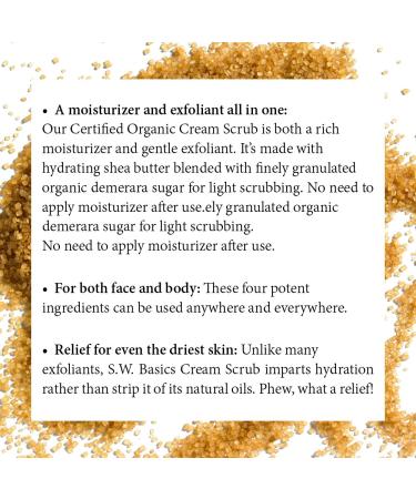 S.W. Basics Organic Cream Scrub Exfoliator for Face & Body Hydrating Sugar Shea Butter & Oils 2 oz Cruelty-Free International Shipping - Buy Online on GoSupps.com
