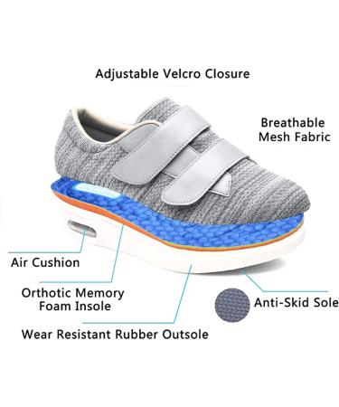 Women's Wide Width Diabetic Orthopedic Shoes - Adjustable Strap, Non-Slip, Lightweight - Ideal for Elderly, Arthritis, Bunions - Grey, Size 8.5 - Buy Online on GoSupps.com