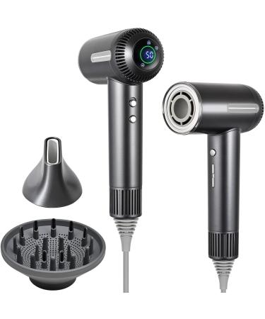 Hair Dryer 1600W High Speed Ionic Blow Dryer with Diffuser Plasma Hair Dryer with Facial Mode(Silver Gray)