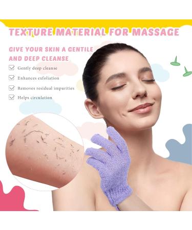 4 Pack Exfoliating Shower Bath Gloves Back Scrubber Set for Women Men Children - Skin Exfoliation and Cleansing - Stretchable Pull Strap Washcloth - Pink Purple - Buy Online on GoSupps.com
