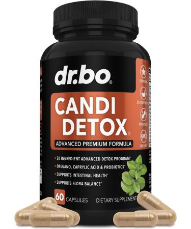 Candida Cleanse Detox for Women & Men - Candi Detox Support Supplement Pills Kit Anti Overgrowth Gut Balance Probiotic Flora Complex Supplements - Natural Oral Herbal Oregano & Caprylic Acid Capsules