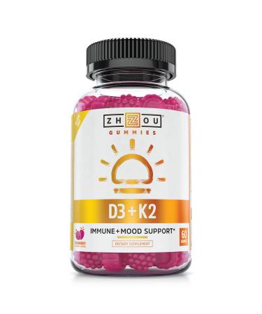 Zhou Nutrition K2 + D3 Strawberry 60 Gummies - Buy Online on GoSupps.com