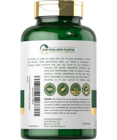Carlyle Korean Ginseng Capsules | 2000mg Extract | 200 Count | Non-GMO and Gluten Free Formula | Standardized Panax Ginseng Supplement 200 Count (Pack of 1) - Buy Online on GoSupps.com