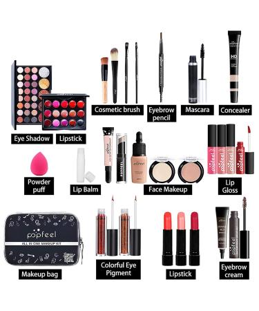 FLLYINGU 27-Piece Multi-Purpose Makeup Set for Teenage Girls - All-in-One Gift Set with Organizer Brushes Lip Gloss Eyeshadow & Blush - Buy Online on GoSupps.com