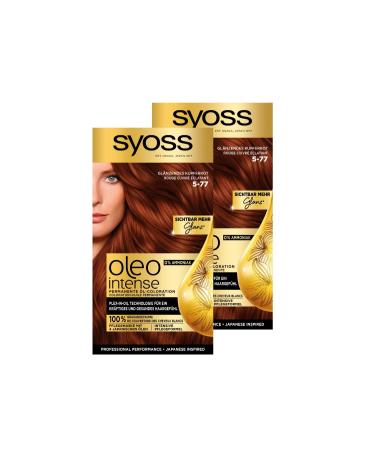 handle Syoss Oleo Intense Oil Coloration 577 shiny copper red level 3 115 ml durable hair color with nourishing oil coloring without ammonia 2 x 115 ml