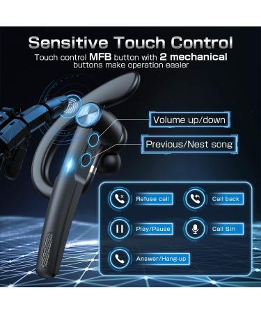 TEIMO Hands-Free Wireless Earphones with 55H Playtime and Built-in Mic | V5.1 Headset Earpiece with 400mAh Charging Case | Ideal for Driving, Business, and Office Use | Compatible with iOS/Android - Trendy Design - Buy Online on GoSupps.com