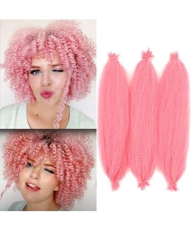 24 Inch Soft Spring Afro Twist Hair 3 Packs Pre-Separated Long Spring Twsit For Distressed Butterfly Locs Marley Twist Afro Crochet Braids Synthetic Hair Extension For Women (24 inch(3PCS), Pink) 24 Inch(3PCS) Pink