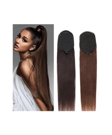 Ponytail Extension Human Hair Ponytail Extension Drawstring Straight Ponytail Hairpiece Brazilian Remy Hair Ponytail Clip in Straight Ponytail Hair Extension for Women Ponytail Hairpiece for Women ( 20inches #4