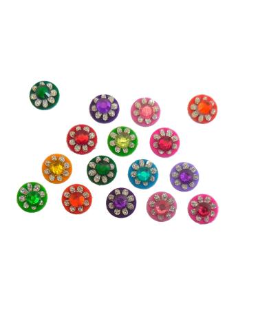 4 Packs - 64 Colorful Crystal Bindi Velvette round face jewels Tika (Round Crystal)