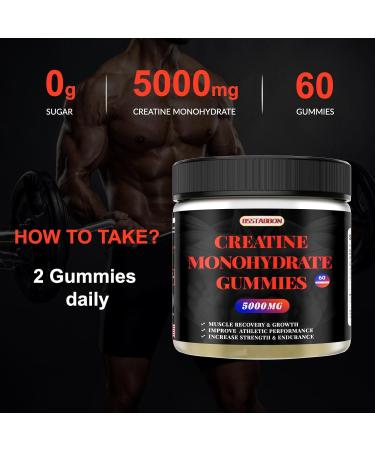 Creatine Monohydrate Gummies 5000mg - 60 Count for Muscle Strength & Energy Boost | Buy Now for Men & Women - International Shipping Available - Buy Online on GoSupps.com