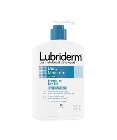 Lubriderm Daily Moisture Hydrating Body Lotion - 16 fl. oz | Fragrance-Free, Non-Greasy Formula with Pro-Vitamin B5 for Healthy-Looking Skin - Buy Online on GoSupps.com