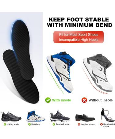 Carbon Fiber Insoles | Rigid Shoe Inserts for Foot Support | Turf Toe & Fractures Relief | Men 7-7.5/Women 8-8.5 | Black 1 Pair - Buy Online on GoSupps.com