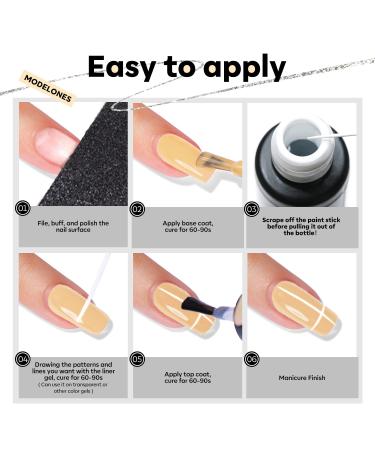 Modelones Gel Polish Nail Art Gel Liner Set - 4 Colors Classic White Black Silver Gold Glitter | French Tip Swirl Nails Design | Soak Off Thin Brush Gel Nail Art Supplies Kit | A-4 Colors Kit - Buy Online on GoSupps.com