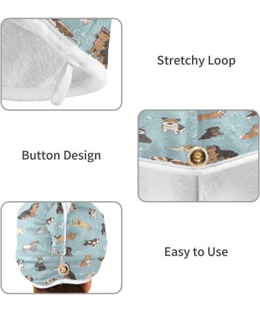 Buy Cute Puppy Dry Hair Cap Set - 2 Piece Quick Drying Towels & Button Headband | Super Absorbent & Comfortable for Faster Drying - Buy Online on GoSupps.com