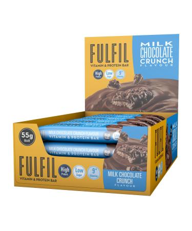 Fulfil Vitamin and Protein Bar (15 x 55 g Bars) Milk Chocolate Crunch Flavour 20 g High Protein 9 Vitamins Low Sugar Milk Chocolate Crunch 55g