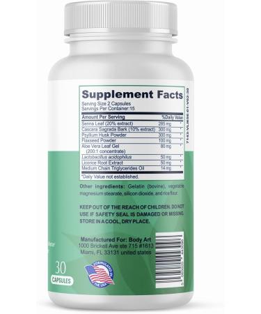 Body Art 15 Day Colon Cleanse Detox Natural Capsules for Digestive Health Gentle Support for Men & Women 30 Count - Buy Online on GoSupps.com