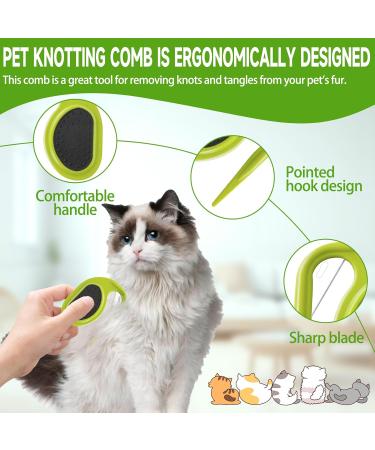 2-Piece Cat Hair Remover & Knot Comb Set - Pet Massage Tool for Long-Haired Cats & Dogs | Essential Grooming Kit - Buy Online on GoSupps.com