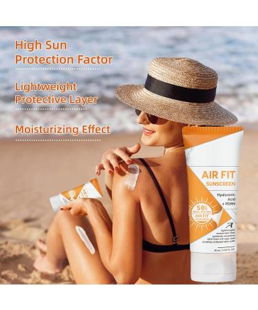Air Fit Sunscreen Korean SPF 50 - Face & Body Sunscreen with Hyaluronic Acid, Lightweight, Non-Greasy, Moisturizing Sun Cream, Broad Spectrum UVA/UVB Protection (2) - Buy Online on GoSupps.com