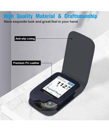 Medmax Case for Freestyle Libre 3 & 2 | Protective Synthetic Leather Cover for Blood Sugar Meter | Neckholder & Clip | Ideal for Diabetics (Navy) - Buy Online on GoSupps.com