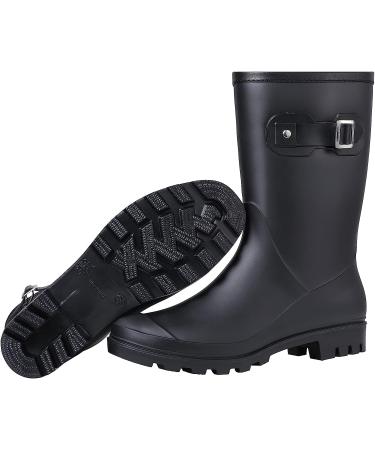 Evshine Women's Mid Calf Rain Boots - Waterproof Garden Shoes - Size 8 (Matte Black) - Buy Online on GoSupps.com