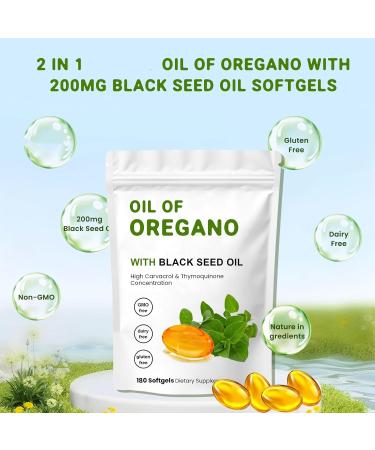 2-in-1 Oil of Oregano Softgels Organic Oregano Oil Supplement Capsules Non-GMO Oregano Oil and 200 mg Black Seed Oil 180 Count (Softgels) Blue - Buy Online on GoSupps.com
